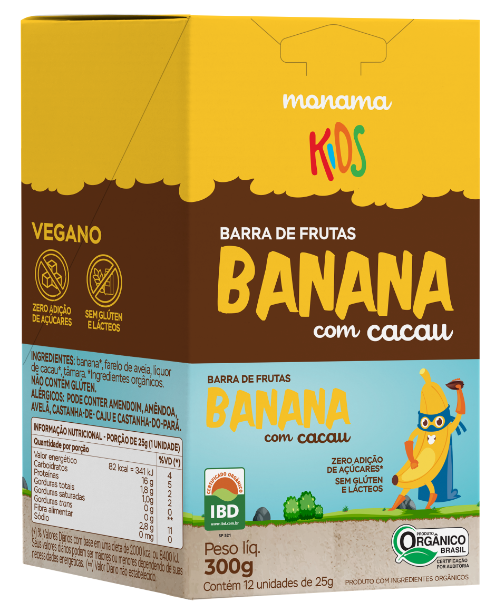 220422 - MONAMA KIDS_300g_Display Barra Aveia + Banana e Cacau - Orgânica_FRENTE
